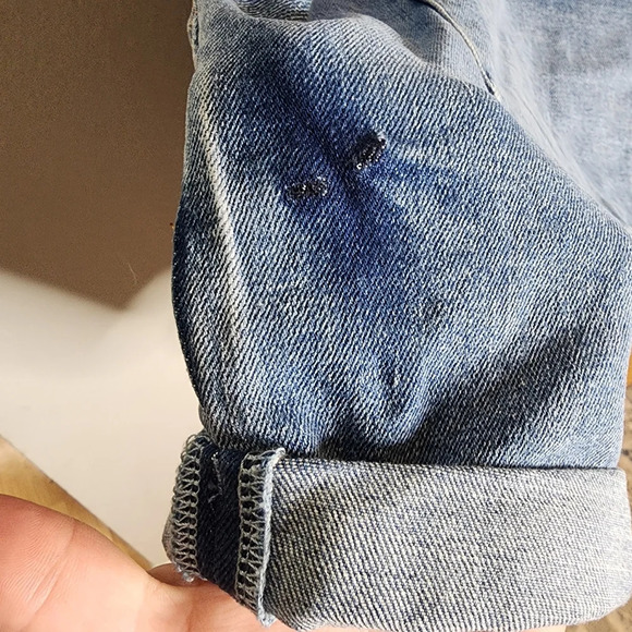 H&M Maternity Denim Overall Shorts Shortalls Women's size XXL Medium Wash - Picture 16 of 16